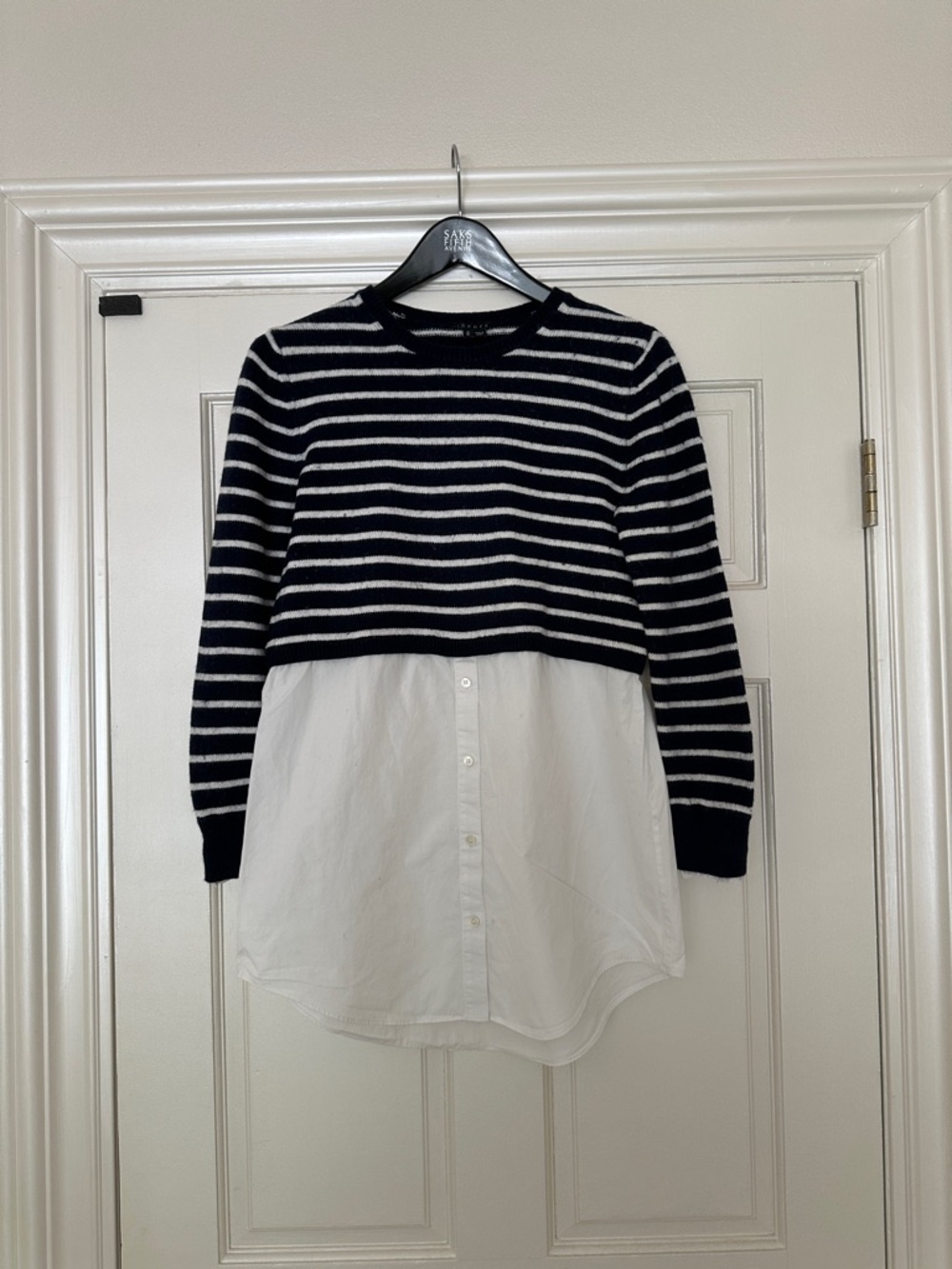 Striped Navy and White Layered Sweater Shirt